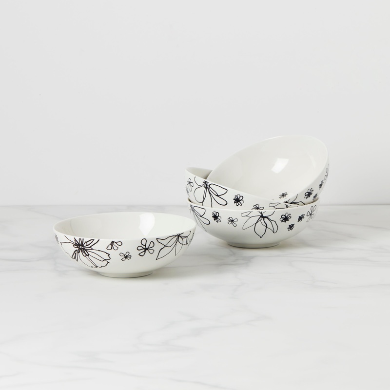 Garden Doodle Cereal Bowls - Set of 4