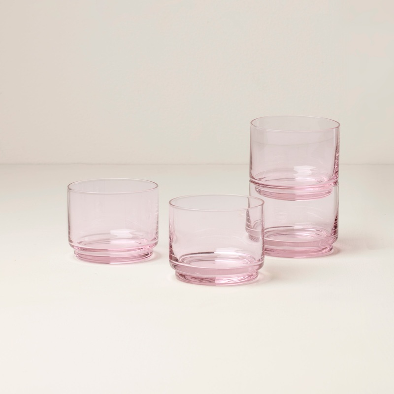 Tuscany Stackable Blush Short Glasses - Set Of 4