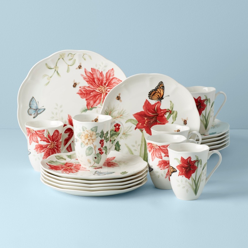 Butterfly Meadow Holiday 18-Piece Dinnerware Set