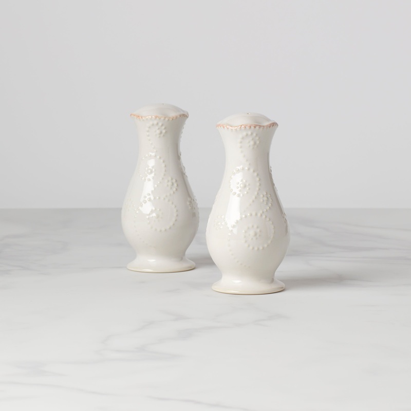 French Perle White Salt & Pepper Set