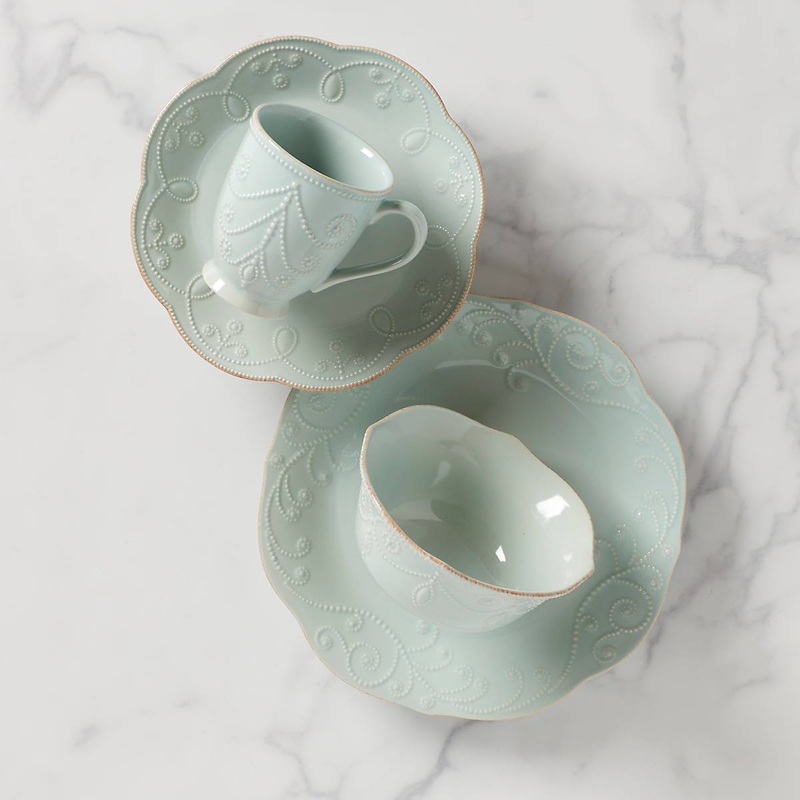 French Perle Blue 4-Piece Place Setting