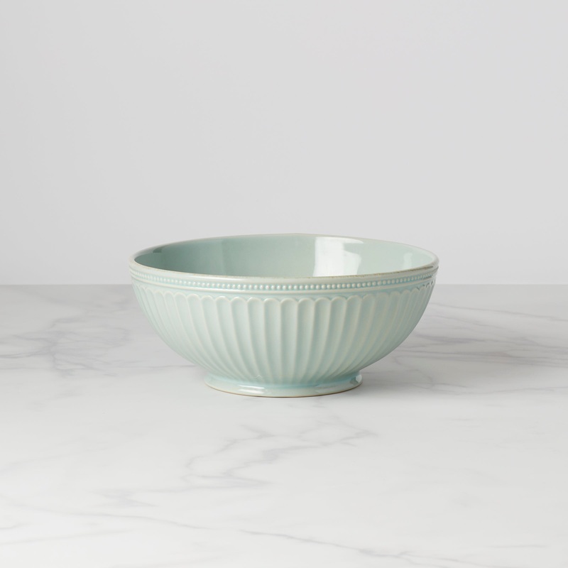 French Perle Groove Ice Blue Medium Bowl