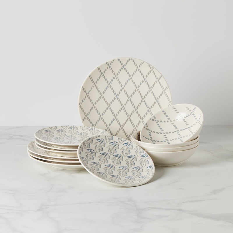 Textured Neutrals Chambray 12-Piece Set