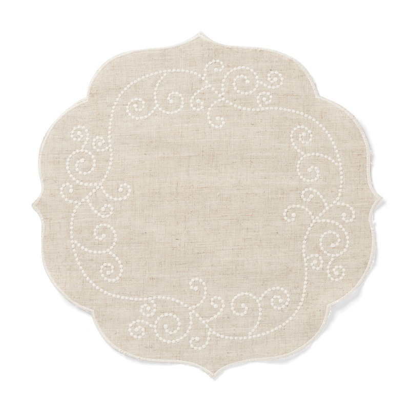 French Perle Linen Round Placemat