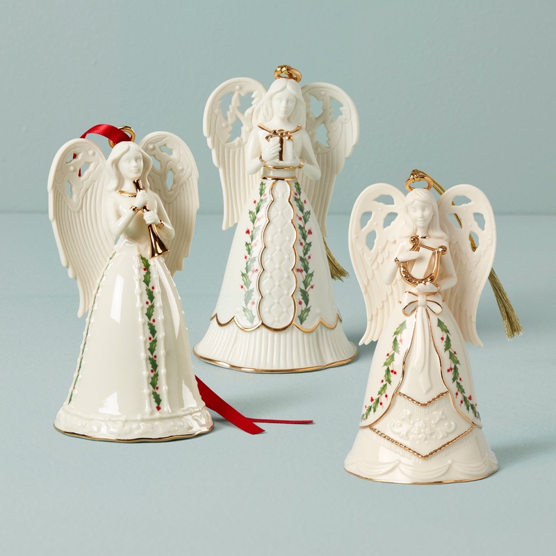 Holiday Angel Bell Ornaments - Set Of 3
