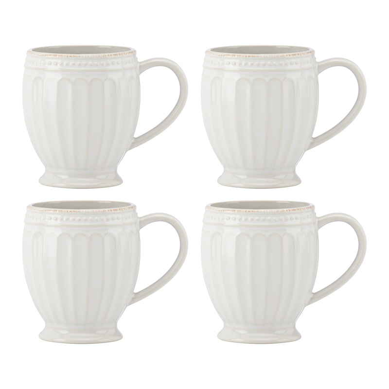 French Perle Groove Mugs - Set of 4