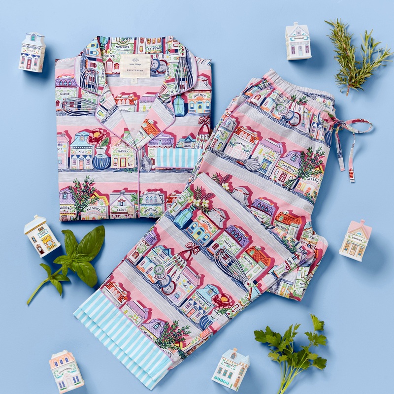 Spice Village x Printfresh Pink Kitchen Long PJ Set