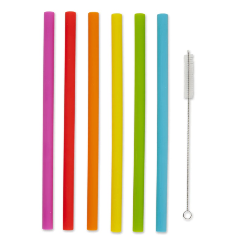 10IN SILICONE STRAW SET OF 6