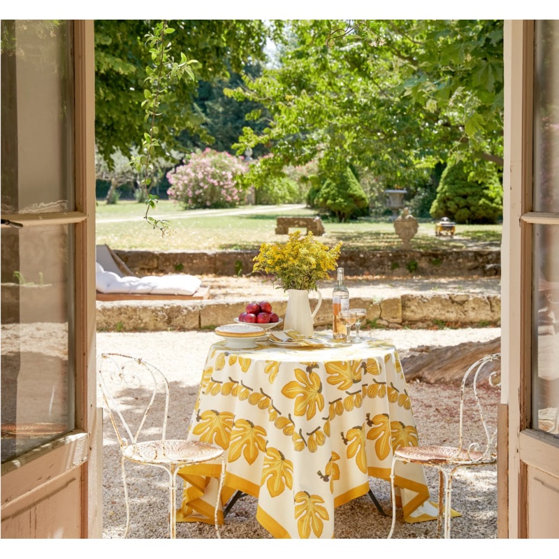 Couleur Nature French Tablecloth Fig Citrine 71x71