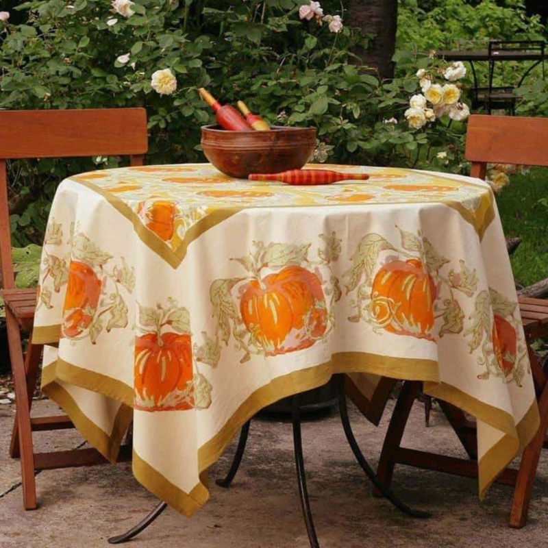 French Tablecloth Pumpkin Orange & Mustard