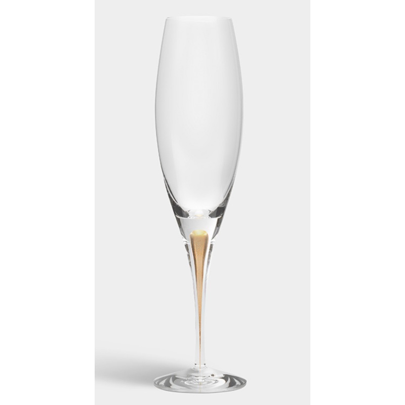 Orrefors Intermezzo Gold Champagne Glass