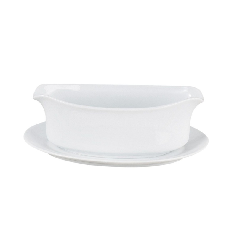 HIC Kitchen Gravy Boat with Attached Saucer, 18oz