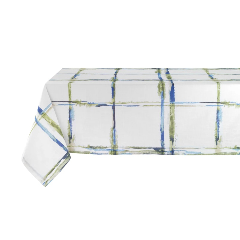 Bodrum Abstract Grid Tablecloth, 63x84"