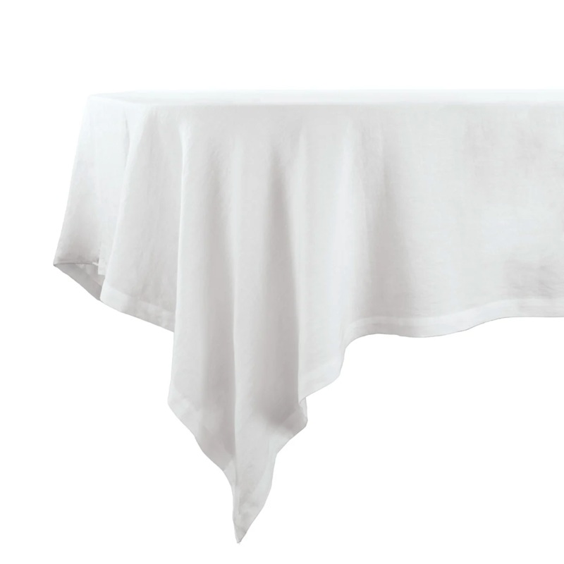 Bodrum Amalfi Linen Tablecloth, 65x95", White