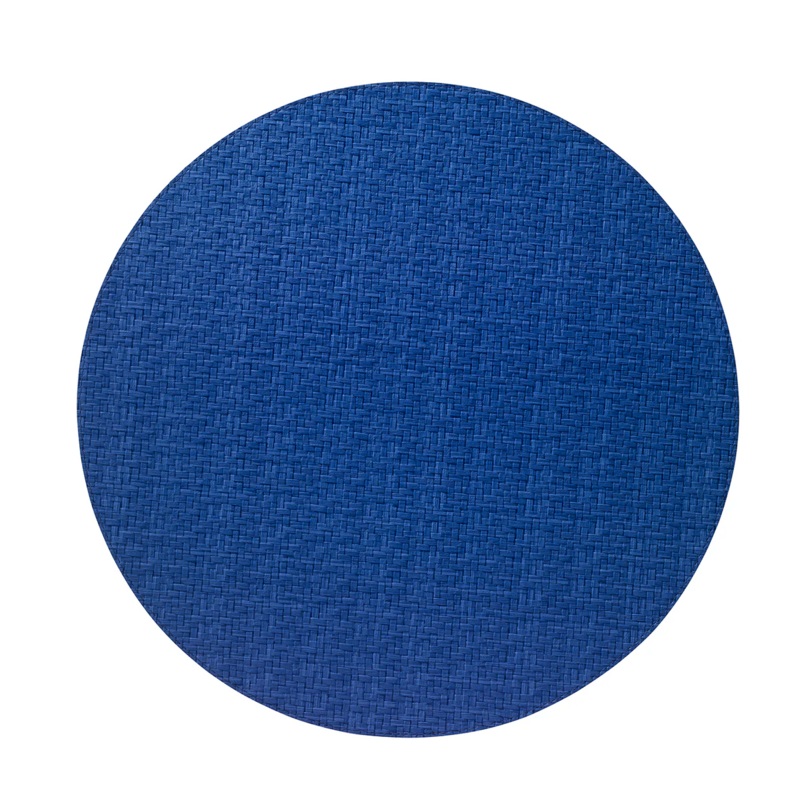 Bodrum Wicker Round Placemat, 15", Delft Blue
