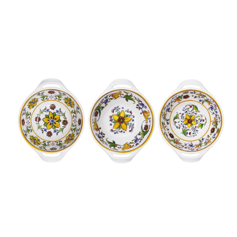 Le Cadeaux Capri Mini Handled Bowls, Set of 3
