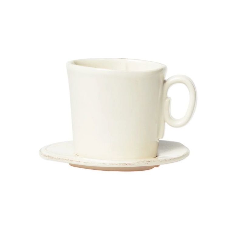 Vietri Lastra Espresso Cup and Saucer, Linen