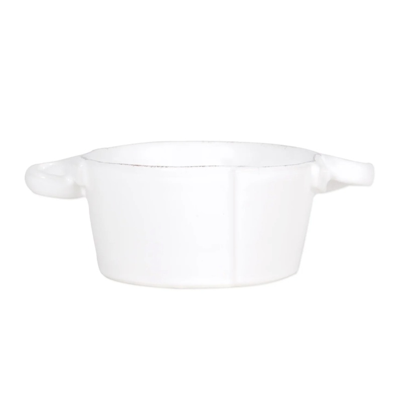 Vietri Lastra Small Handled Bowl, White