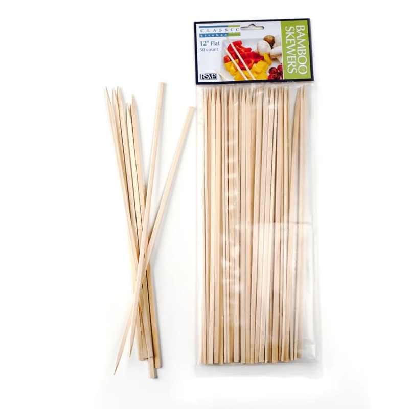 BAMBOO SKEWER - 12IN FLAT - 50 CT.