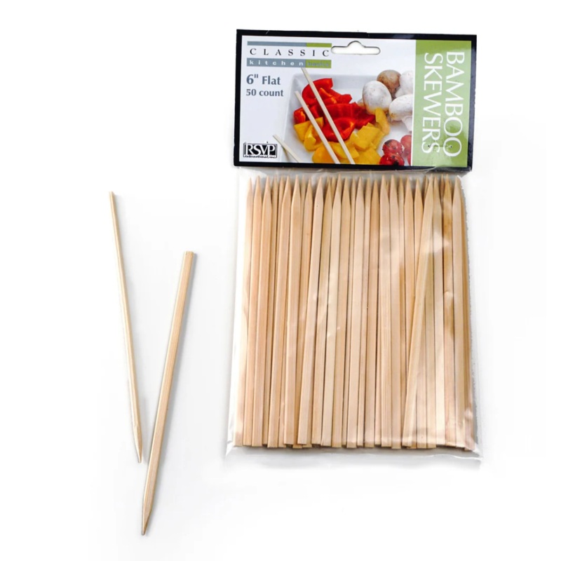 BAMBOO SKEWER - 6IN FLAT SKEWER - 50 CT.