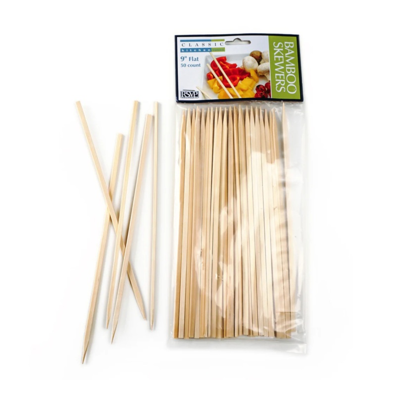 BAMBOO SKEWER - 9IN FLAT - 50 CT.
