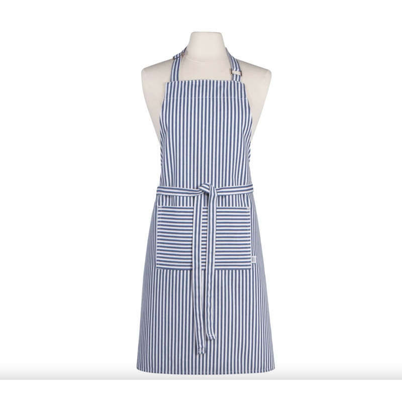 Narrow Royal Blue Stripe Cotton Chef's Apron