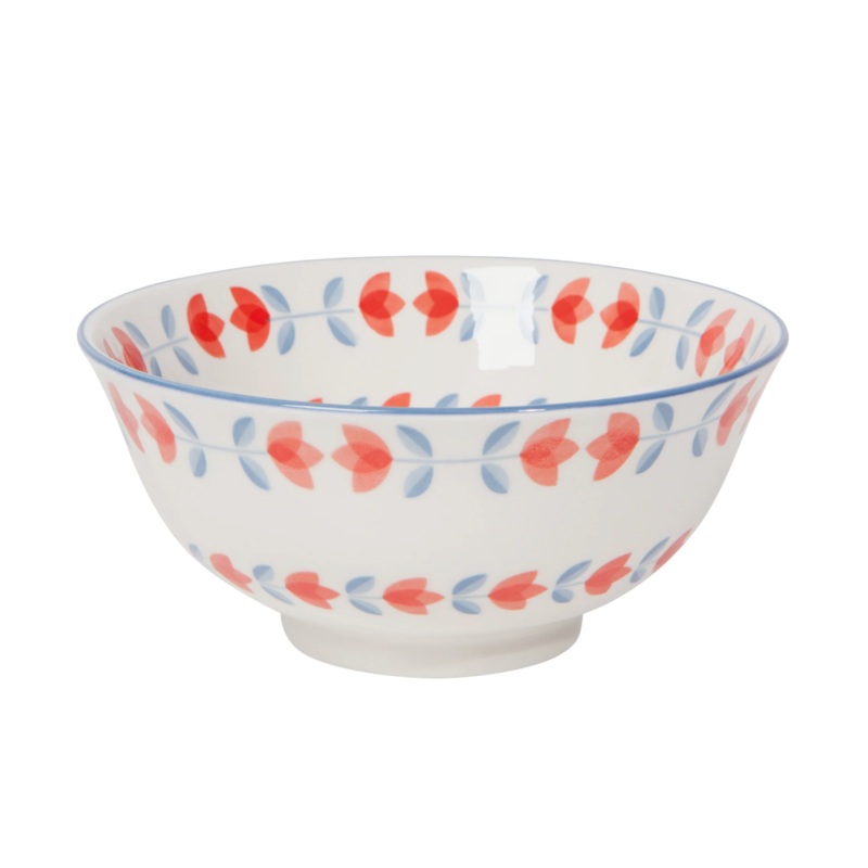 Red Tulip Stamped Bowl 6 inch