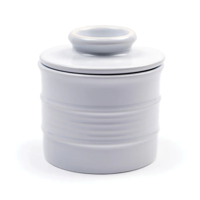 STONEWARE BUTTER POT - WHITE
