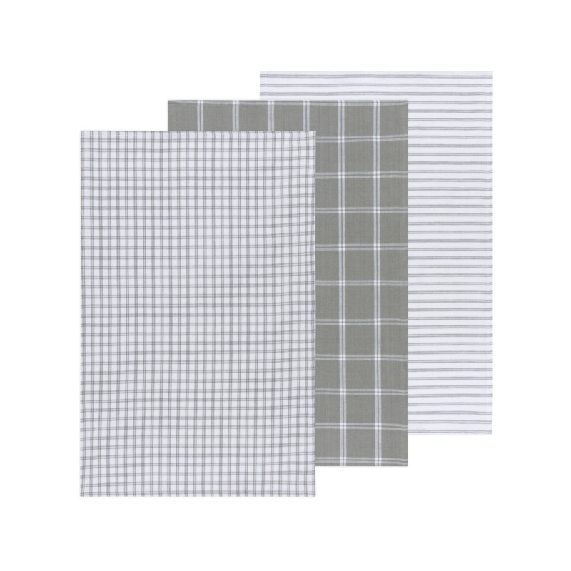 Tic Tac Toe London Gray Dishtowels Set of 3