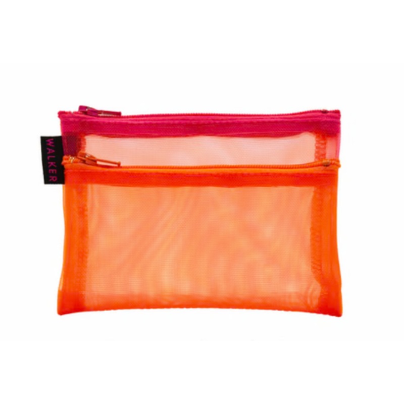 Walker Dunham Double Zipper Case, 4x5, Orange & Fuchsia