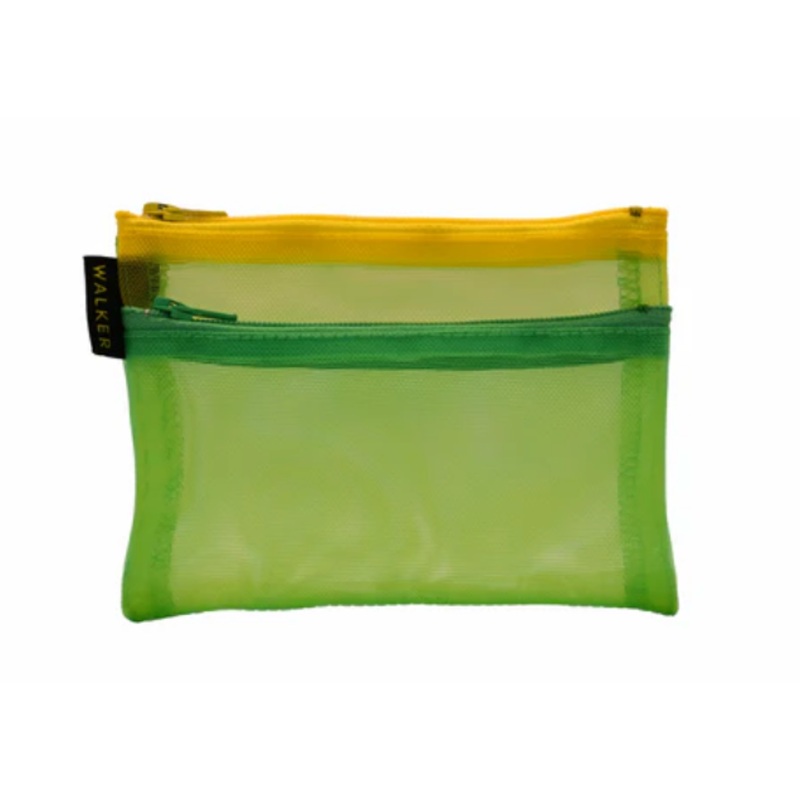Walker Dunham Double Zipper Case, 7x9, Yellow & Mint