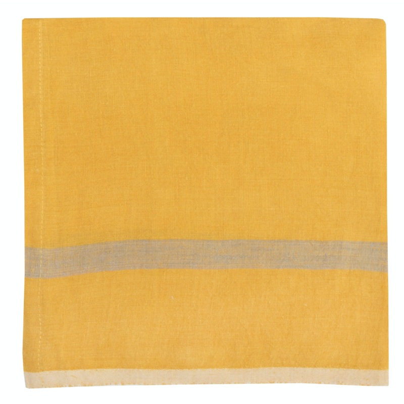 Laundered Linen Napkins Mustard & Grey