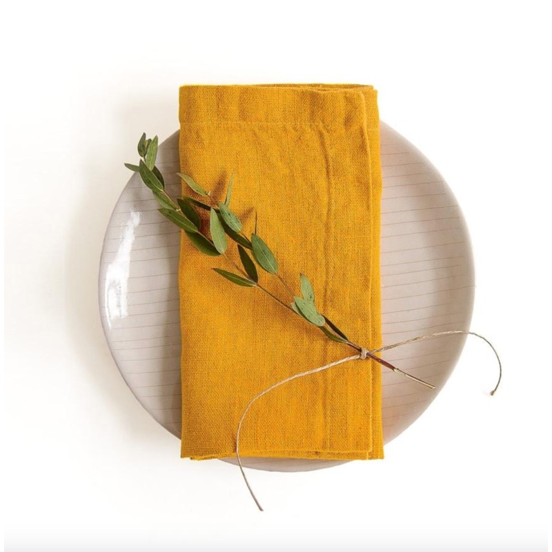 Linen Tales Mustard Linen Napkins Set of 2