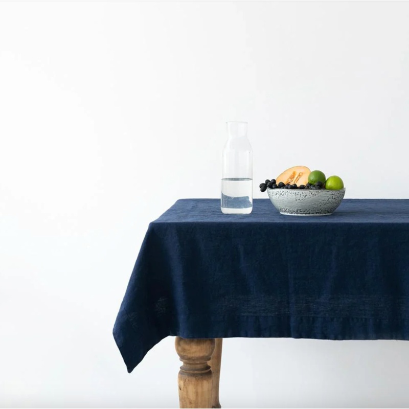Linen Tales Navy Linen Tablecloth, 55x118"