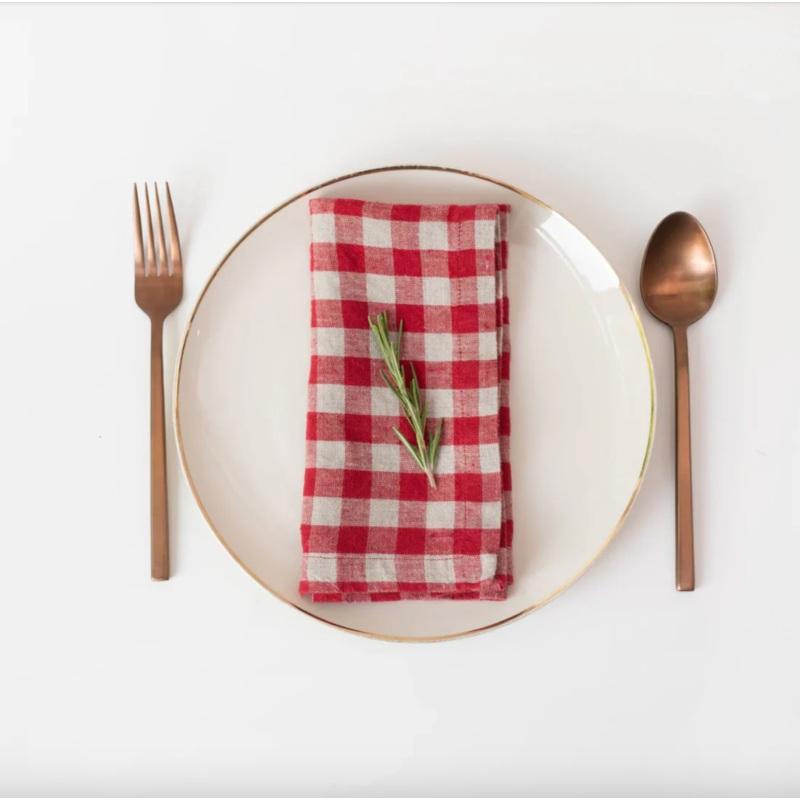 Linen Tales Red Gingham Linen Napkins, Set of 2