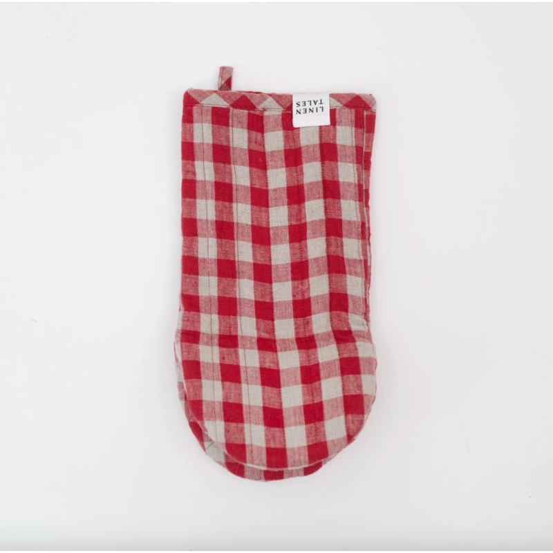 Linen Tales Red Gingham Linen Oven Mitt