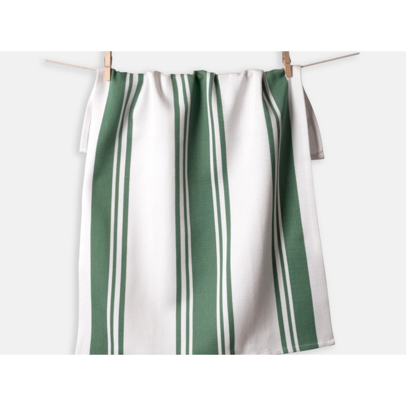 CENTER BAND KITCHEN TOWELS, MINERAL GREEN