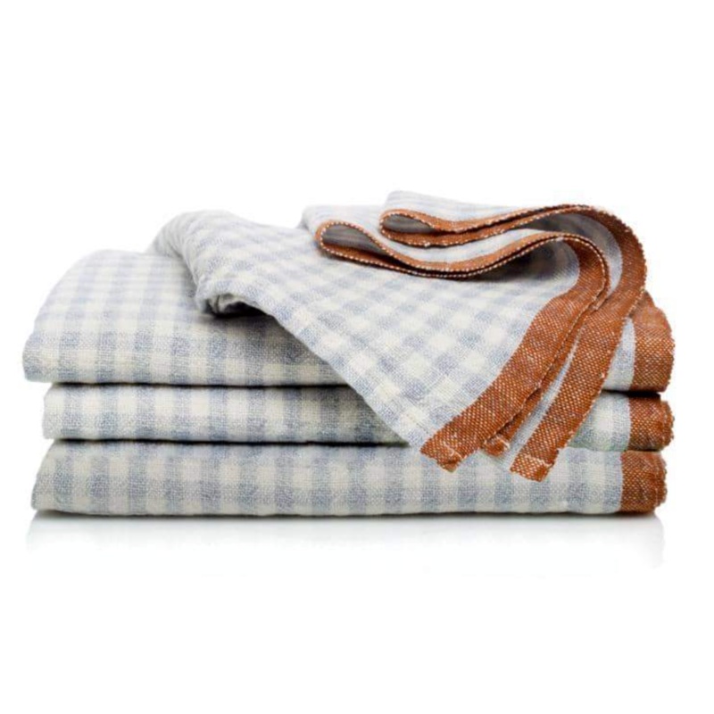 Couleur Nature Two-Tone Gingham Napkin Blue & Cognac