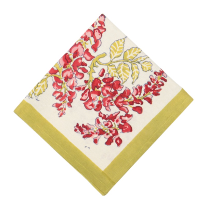 Wisteria Green & Pink Napkin