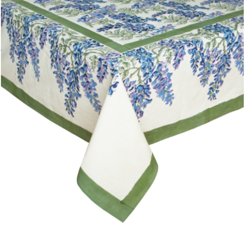 French Tablecloth Wisteria Green & Blue