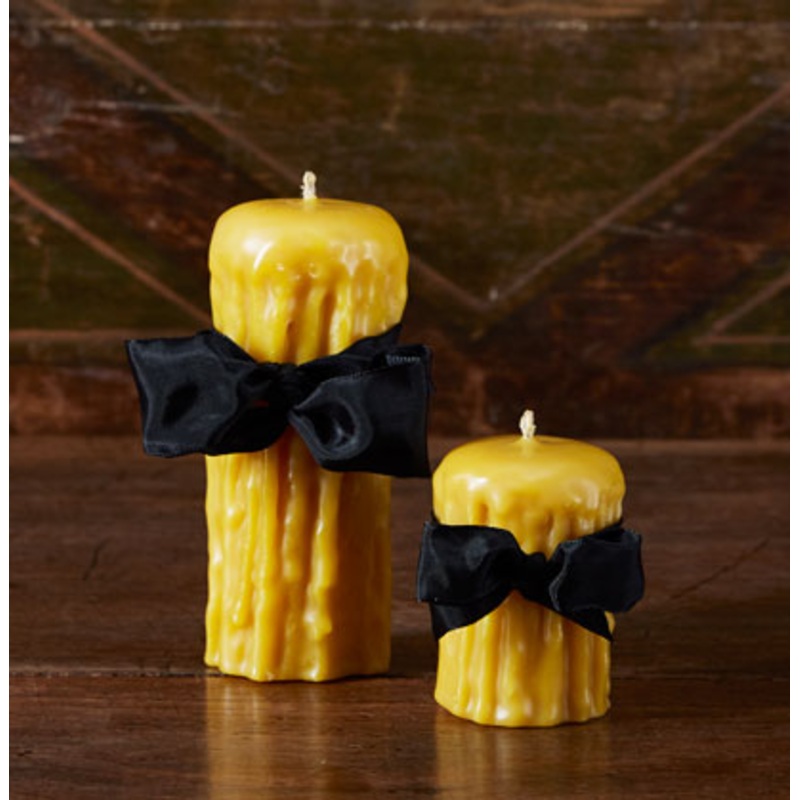 MATCH Beeswax Drip Pillar Candle, Gold, 2.5" Diameter