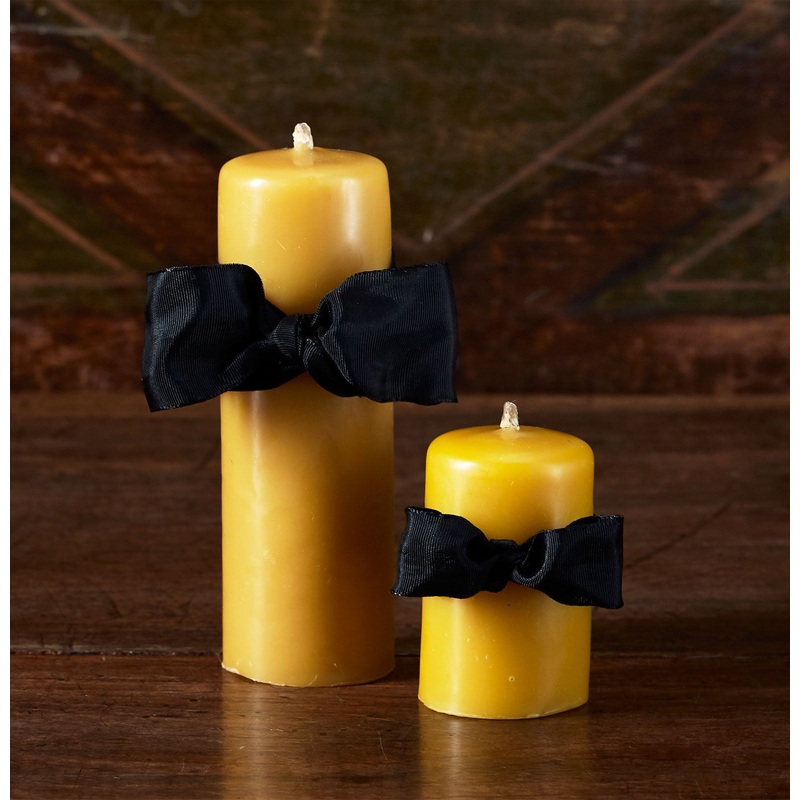 MATCH Beeswax Smooth Pillar Candle, Gold, 2" Diameter