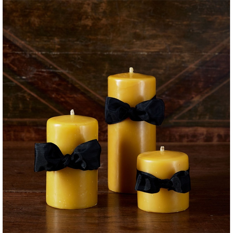 Match Beeswax Smooth Pillar Candle, Gold, 3" Diameter