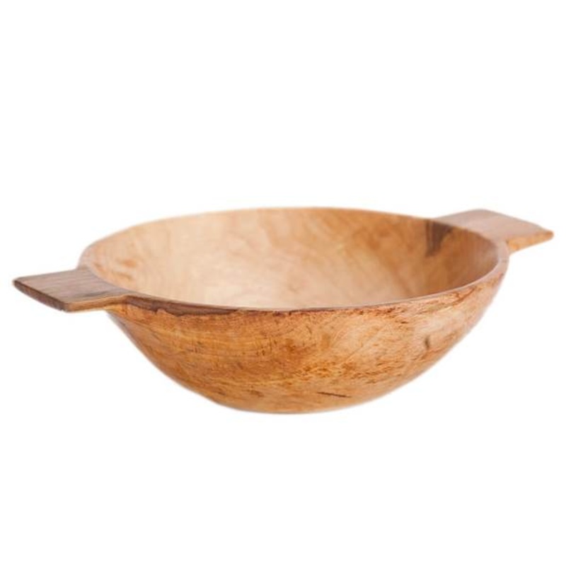 MEDIUM WOOD BOWL WITH HANDLES