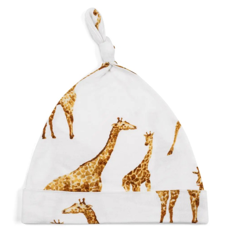 Orange Giraffe Bamboo Knotted Beanie Hat