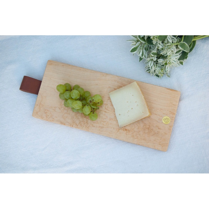 Small Bird's Eye Maple Leather Strap Serving Board