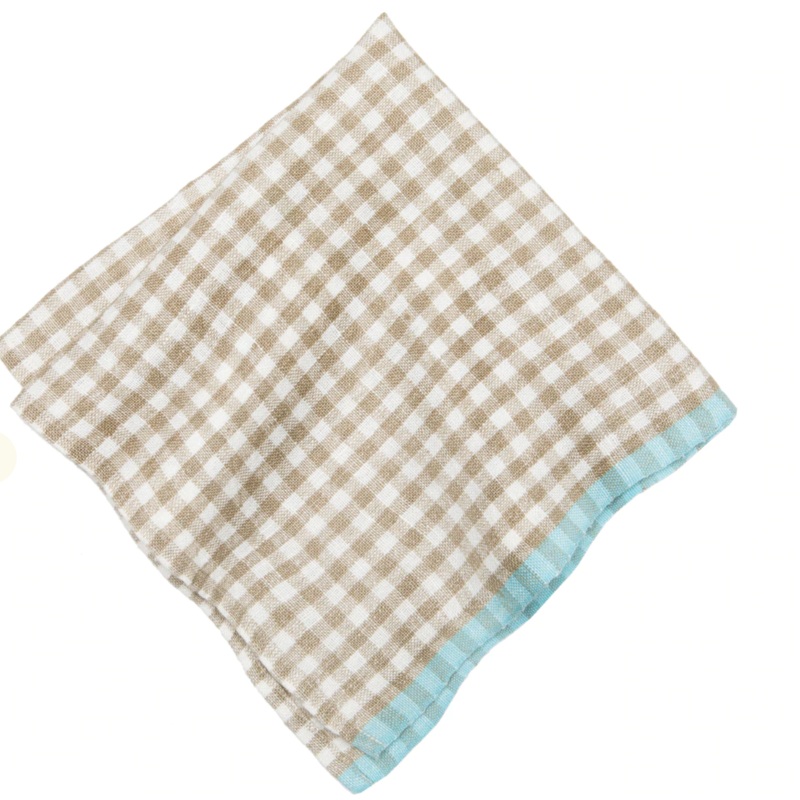 Two-Tone Gingham Napkin Natural & Aqua