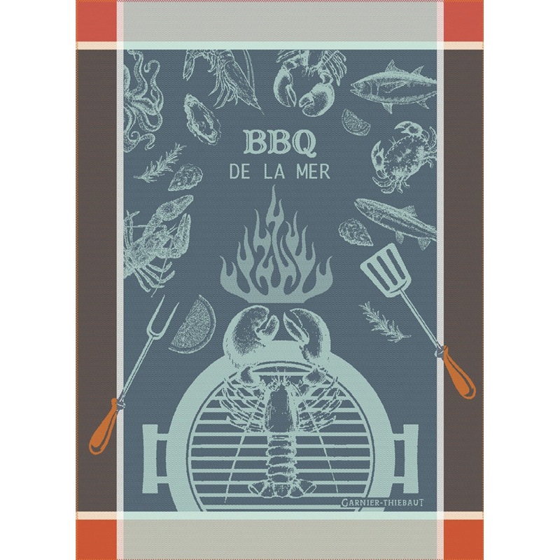 BBQ De La Mer Bleu Jacquard Kitchen Towel, 22"x30"