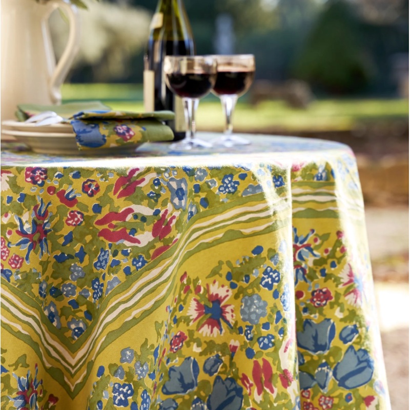 Couleur Nature French Tablecloth Jardin Blue & Vert 59 X 86"