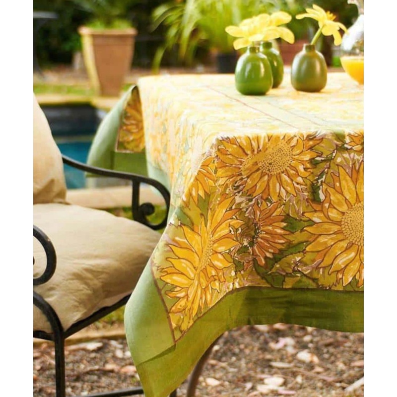 French Tablecloth Sunflower Yellow & Green